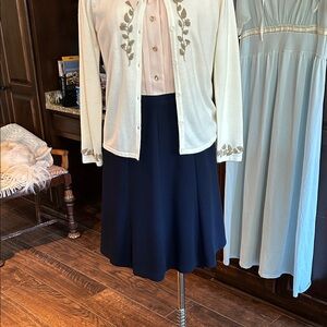 Kasper ASL Sz 6 A-Line Navy Blue Skirt GUC